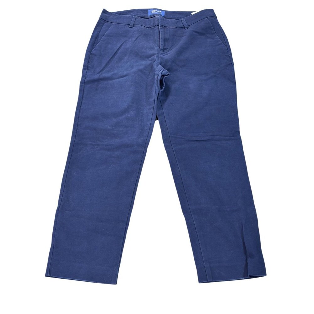 Old Navy Harper Mid-Rise Womens Pants 4R Navy Blue Cotton Blend